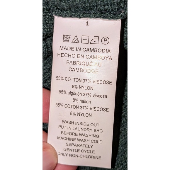 MICHAEL Michael Kors Dark Green Ribbed Gold Button‎ Side Detail Sweater Size S - Picture 9 of 9